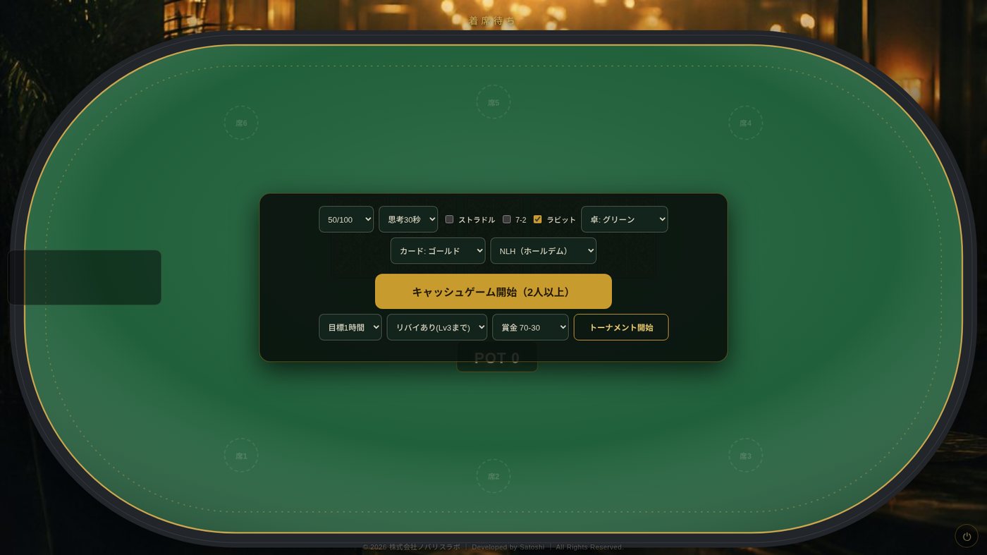 HOLD'EM TABLE OS のテーブル表示画面